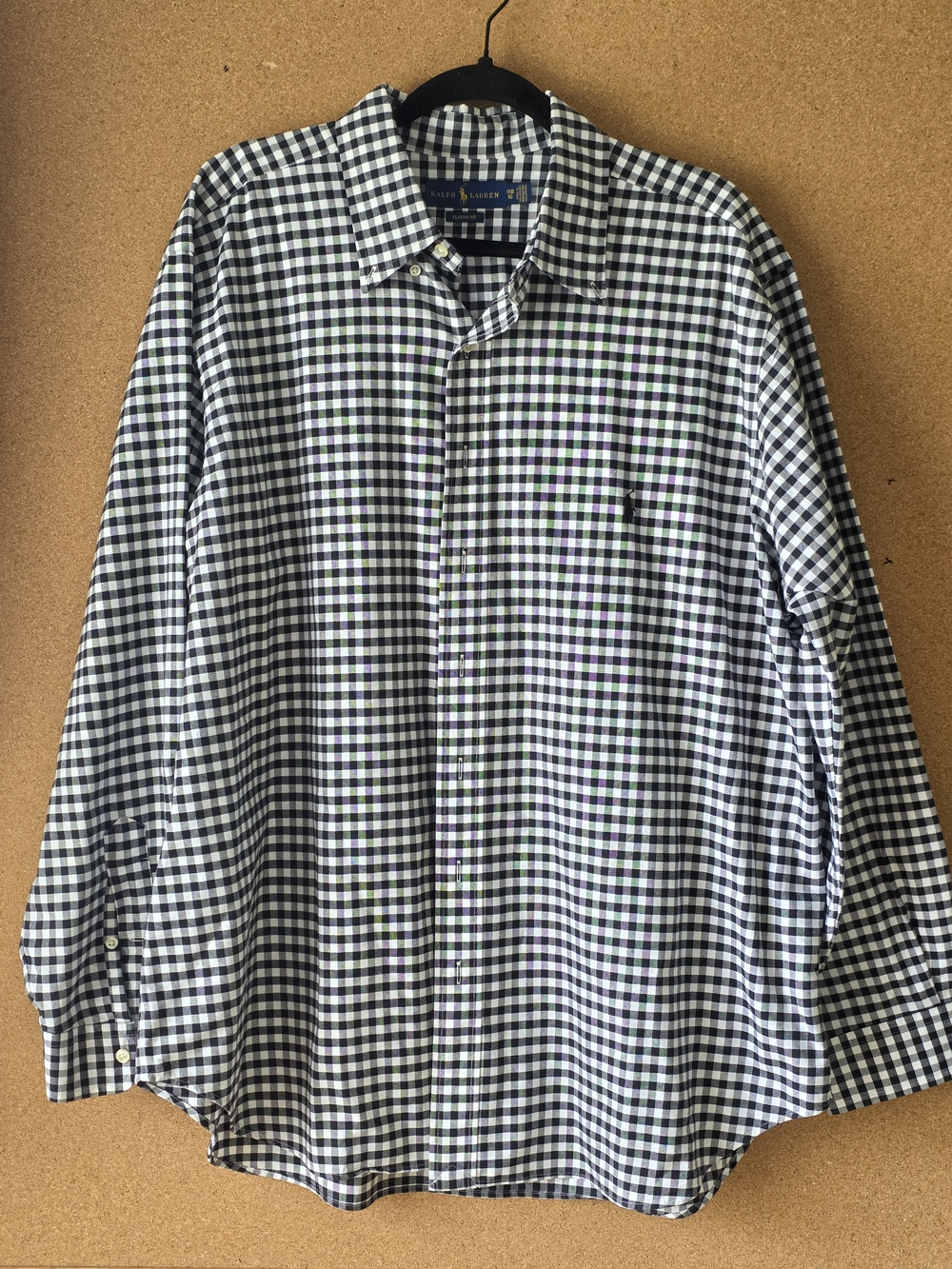 Ralph Lauren Classic Fit 1XB Black White Gingham Button Down Shirt